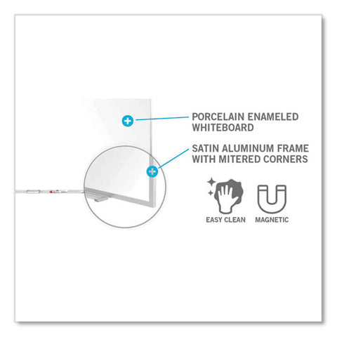 Magnetic Porcelain Whiteboard With Aluminum Frame And Maprail, 120.59" X 60.47", White Surface, Satin Aluminum Frame