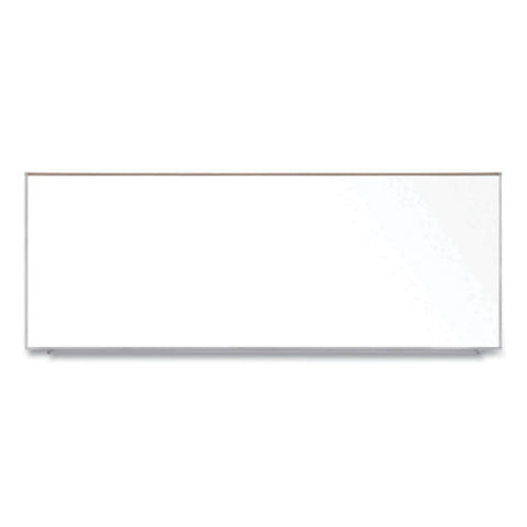 Magnetic Porcelain Whiteboard With Aluminum Frame And Maprail, 144.59" X 60.47", White Surface, Satin Aluminum Frame