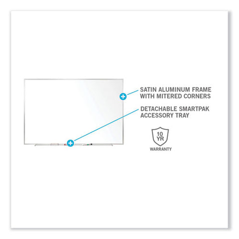 Non-magnetic Whiteboard With Aluminum Frame, 96.63" X 48.47", White Surface, Satin Aluminum Frame