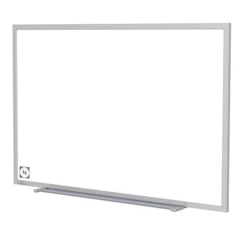 Hygienic Porcelain Magnetic Whiteboard With Aluminum Frame, 87.91" X 48.5", White Surface, Satin Aluminum Frame