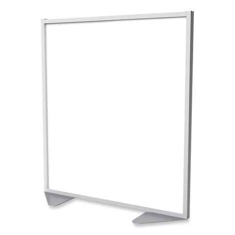 Floor Partition With Aluminum Frame, 48.06 X 2.04 X 53.86, White