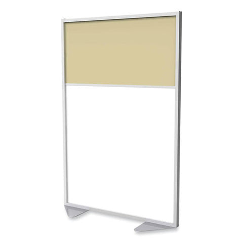 Floor Partition With Aluminum Frame And 2 Split Panel Infill, 48.06 X 2.04 X 71.86, White/carmel