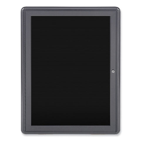 Enclosed Letterboard, 24.13" X 33.75", Black Surface, Powder-coated Gray Aluminum Frame