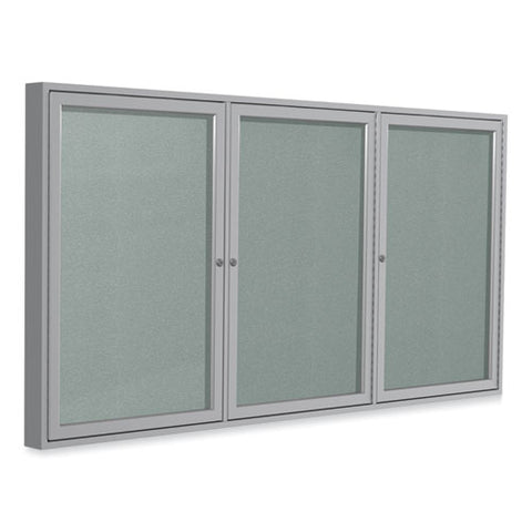 Enclosed Outdoor Bulletin Board, 72" X 36", Silver Surface, Satin Aluminum Frame