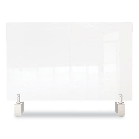 Clear Partition Extender With Attached Clamp, 42 X 3.88 X 18, Thermoplastic Sheeting