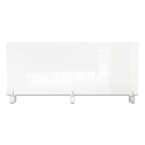 Clear Partition Extender With Attached Clamp, 48 X 3.88 X 18, Thermoplastic Sheeting