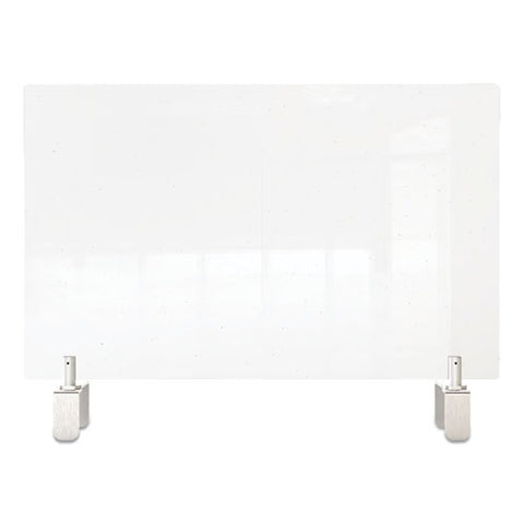 Clear Partition Extender With Attached Clamp, 36 X 3.88 X 24, Thermoplastic Sheeting