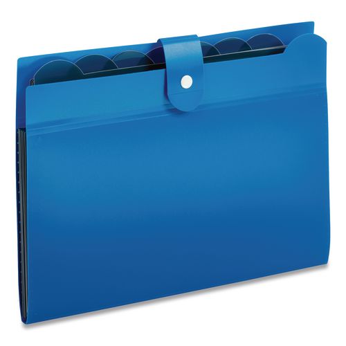 Seven-pocket Expanding File, 1" Expansion, 7 Sections, Snap Closure, 1/7-cut Tabs, Letter Size, Blue