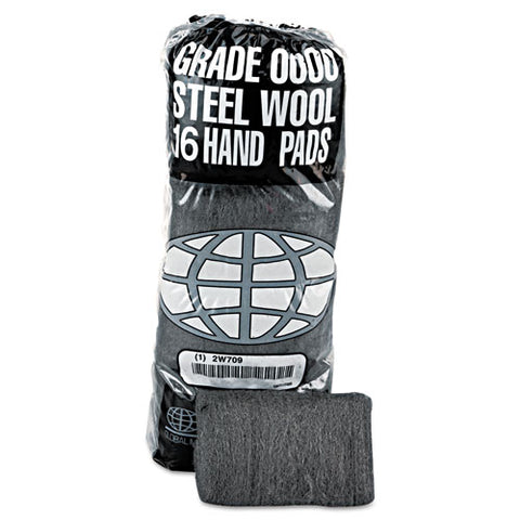 Industrial-quality Steel Wool Hand Pad, #2 Medium Coarse, Steel Gray, 16/pack, 12 Packs/carton