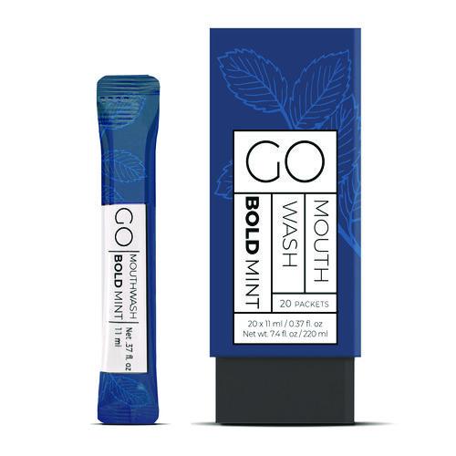 Individual Mouthwash Packets, Display Pack, Bold Mint Flavor, 0.37 Oz Packet, 20/pack