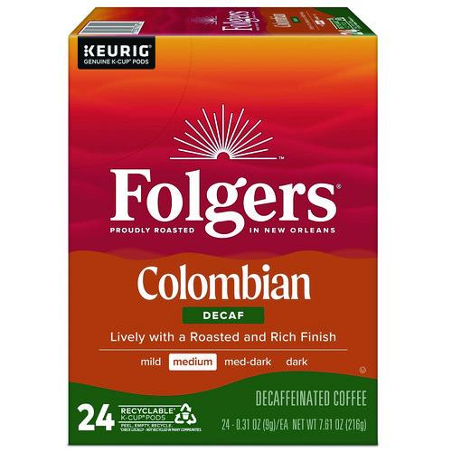 100% Colombian Decaf Coffee K-cups, 24/box