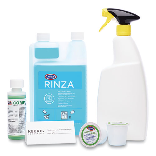 K-cup Pod Brewer Deep Cleaning Kit, 4 Oz Complete Cafe, (3) 32 Oz Rinza, (15) K-cup Cleaning Cups, Empty Spray Bottle