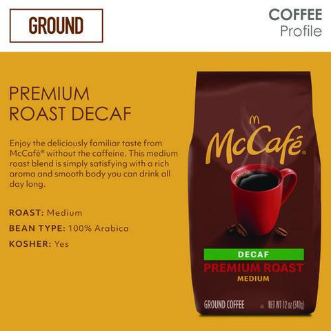 Ground Coffee, Premium Roast Decaf, 12 Oz Bag