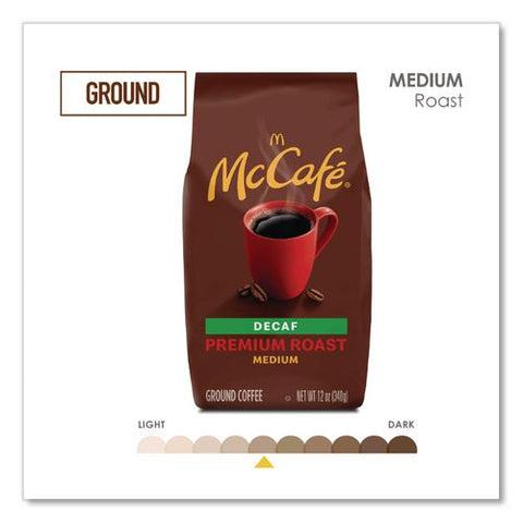 Ground Coffee, Premium Roast Decaf, 12 Oz Bag, 6/carton