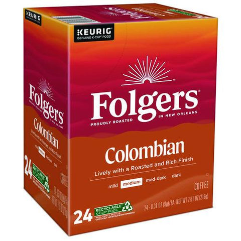 100% Colombian Coffee K-cups, 24/box