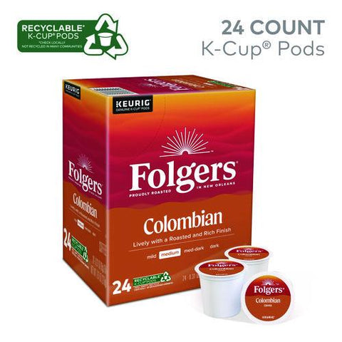 100% Colombian Coffee K-cups, 24/box