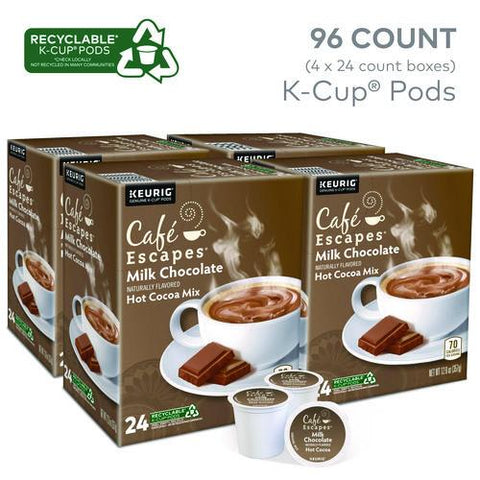 Cafe Escapes Milk Chocolate Hot Cocoa K-cups, 96/carton