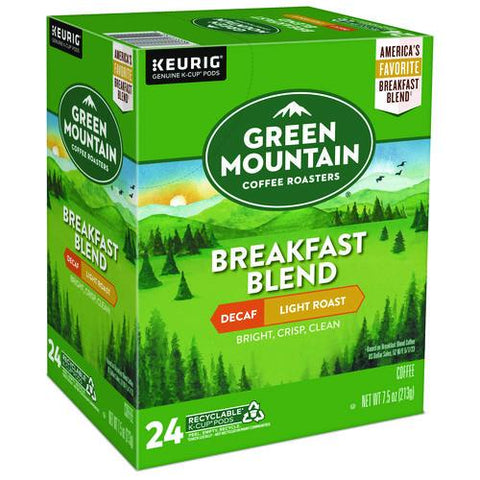 Breakfast Blend Decaf Coffee K-cups, 96/carton