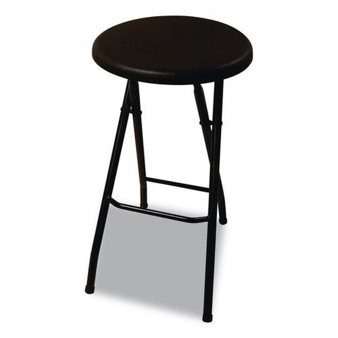 Folding Bar Stool, 29" Seat Height, Black Seat, Black Base