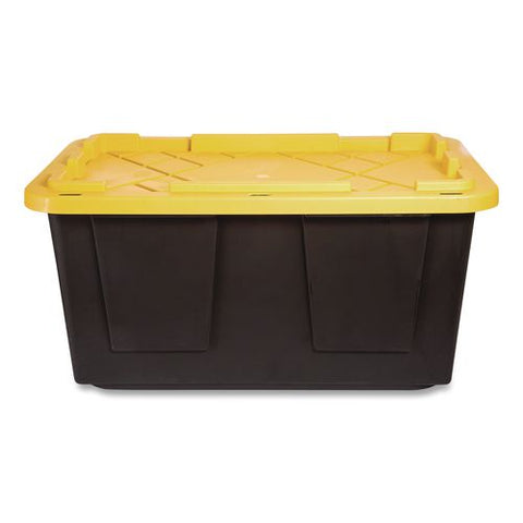 Storage Bin With Snap Lid, 108 Qt, 20.5 X 30.5 X 14.7, Black/yellow