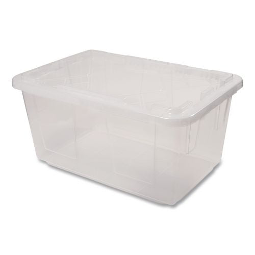 Storage Bin With Snap Lid, 20.5 X 30.5 X 14.7, Clear