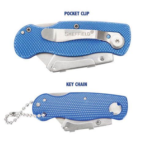 Folding Lock Back Utility Knife Set, 1 Standard, 1 Mini, Blue