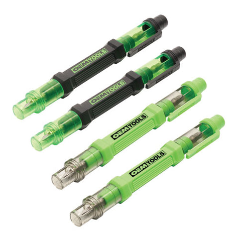 6-way Pen-style Screw/nut Driver, Phillips/slotted Bits, Metric Sockets, 5.38" Long, Black/green, Green/clear, 4/pack