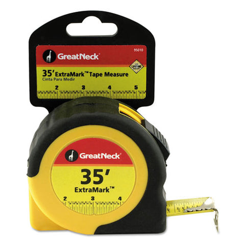 Extramark Tape Measure, 1" X 35 Ft, Steel, Orange/black