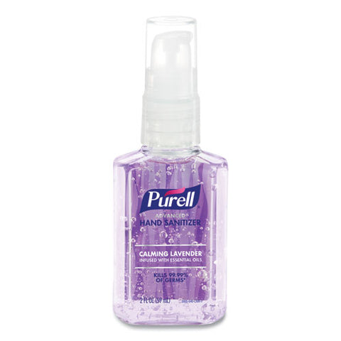 Advanced Hand Sanitizer Gel Infused With Essential Oils, 2 Oz Travel-sized Pump Bottle, Lavender Scent, 24/carton