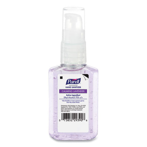 Advanced Hand Sanitizer Gel Infused With Essential Oils, 2 Oz Travel-sized Pump Bottle, Lavender Scent, 24/carton