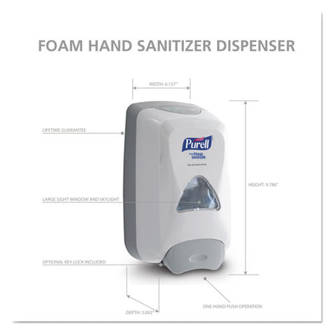 Fmx-12 Foam Hand Sanitizer Dispenser, 1,000 Ml/1,200 Ml Refill, 6.6 X 5.13 X 11, Gray