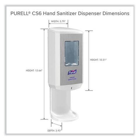 Cs6 Hand Sanitizer Dispenser, 1,200 Ml, 5.79 X 3.93 X 15.64, White