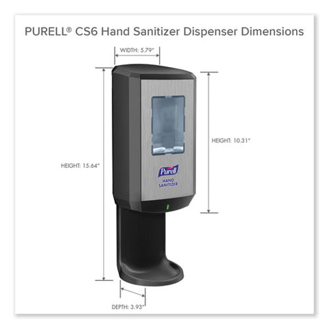 Cs6 Hand Sanitizer Dispenser, 1,200 Ml, 5.79 X 3.93 X 15.64, Graphite