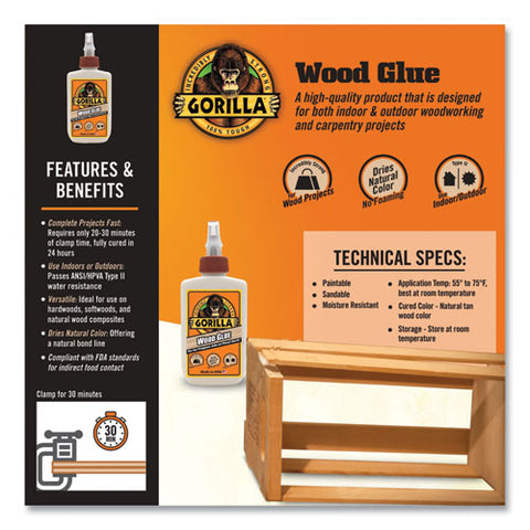 Wood Glue, 4 Oz, Dries Light Tan