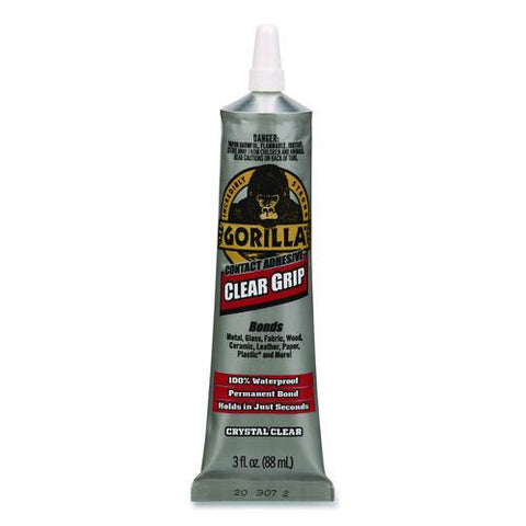 Clear Grip Contact Adhesive, 3 Oz Tube, Dries Clear
