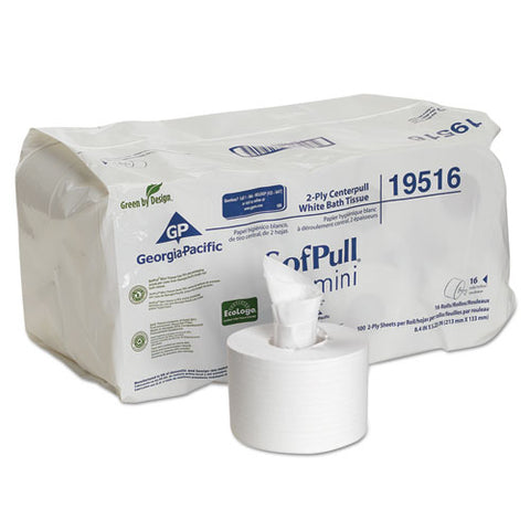 Sofpull Mini Centerpull Bath Tissue, Septic Safe, 2-ply, White, 500 Sheets/roll, 16 Rolls/carton