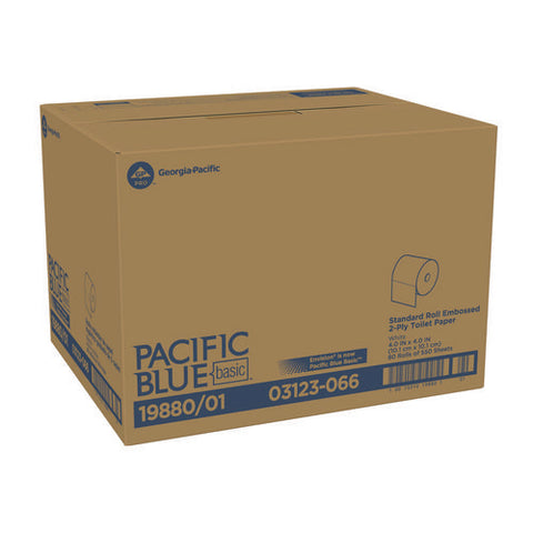 Pacific Blue Basic Bathroom Tissue, Septic Safe, 2-ply, White, 550 Sheets/roll, 80 Rolls/carton