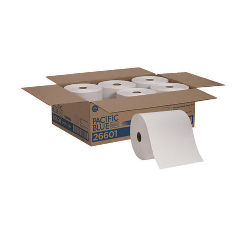 Pacific Blue Basic Nonperforated Paper Towel Rolls, 1-ply, 7.88" X 800 Ft, White, 6 Rolls/carton