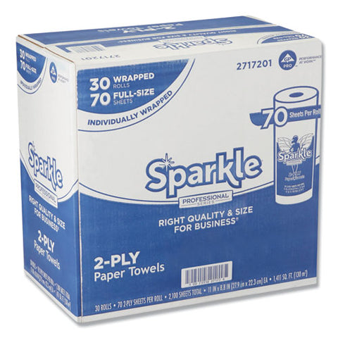 Sparkle Ps Premium Perforated Paper Kitchen Towel Roll, 2-ply, 11 X 8.8, White, 70 Sheets, 30 Rolls/carton