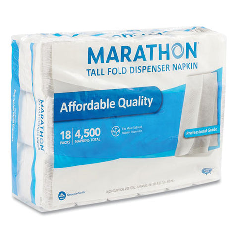 Tall Fold Dispenser Napkins, 1-ply, 7 X 13.5, White, 4,500/carton
