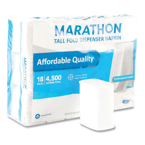 Tall Fold Dispenser Napkins, 1-ply, 7 X 13.5, White, 4,500/carton