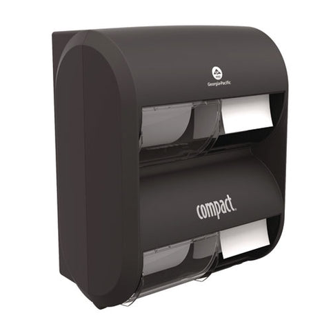 Compact Quad Vertical Four Roll Coreless Tissue Dispenser, 12.31 X 14.81 X 7.86, Black