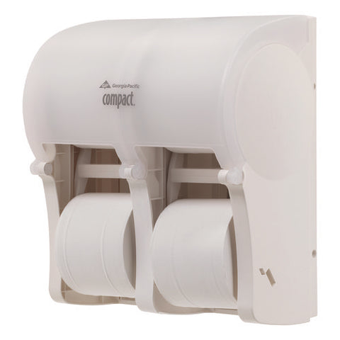 Compact Quad Vertical Four-roll Coreless Tissue Dispenser, 12.06 X 8 X 14.44, White