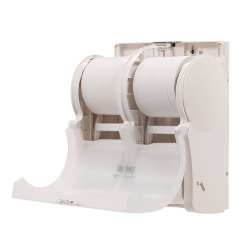 Compact Quad Vertical Four-roll Coreless Tissue Dispenser, 12.06 X 8 X 14.44, White