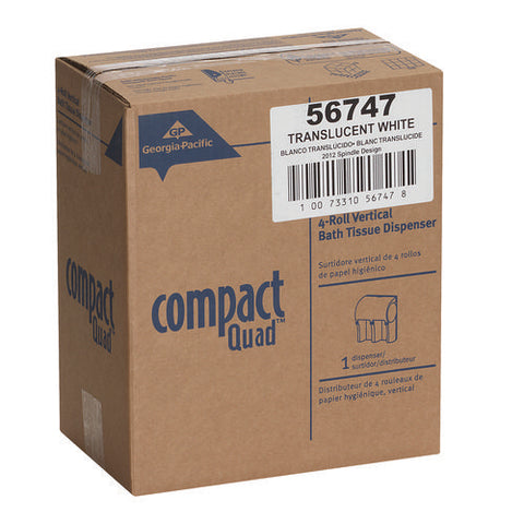 Compact Quad Vertical Four-roll Coreless Tissue Dispenser, 12.06 X 8 X 14.44, White