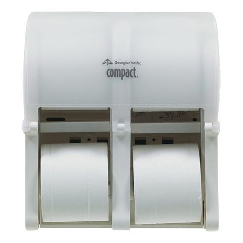 Compact Quad Vertical Four-roll Coreless Tissue Dispenser, 12.06 X 8 X 14.44, White