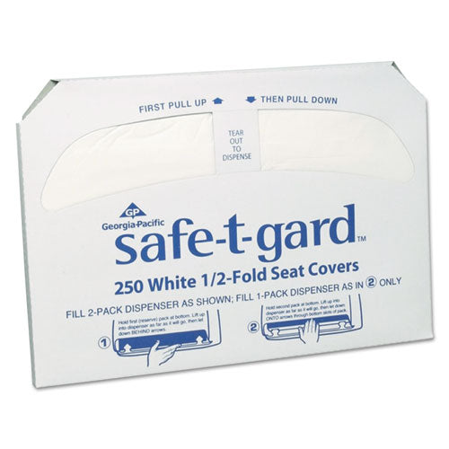 Safe-t-gard Half-fold Toilet Seat Covers, 14.5 X 17, White, 250/pack, 10 Packs/carton