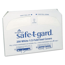 Safe-t-gard Half-fold Toilet Seat Covers, 14.5 X 17, White, 250/pack, 10 Packs/carton