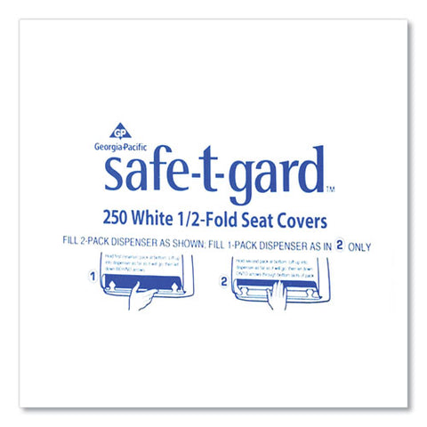 Safe-t-gard Half-fold Toilet Seat Covers, 14.5 X 17, White, 250/pack, 10 Packs/carton