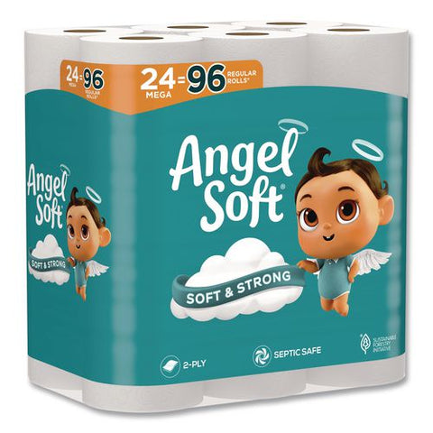 Mega Toilet Paper, Septic Safe, 2-ply, White, 320 Sheets/roll, 24 Rolls/pack